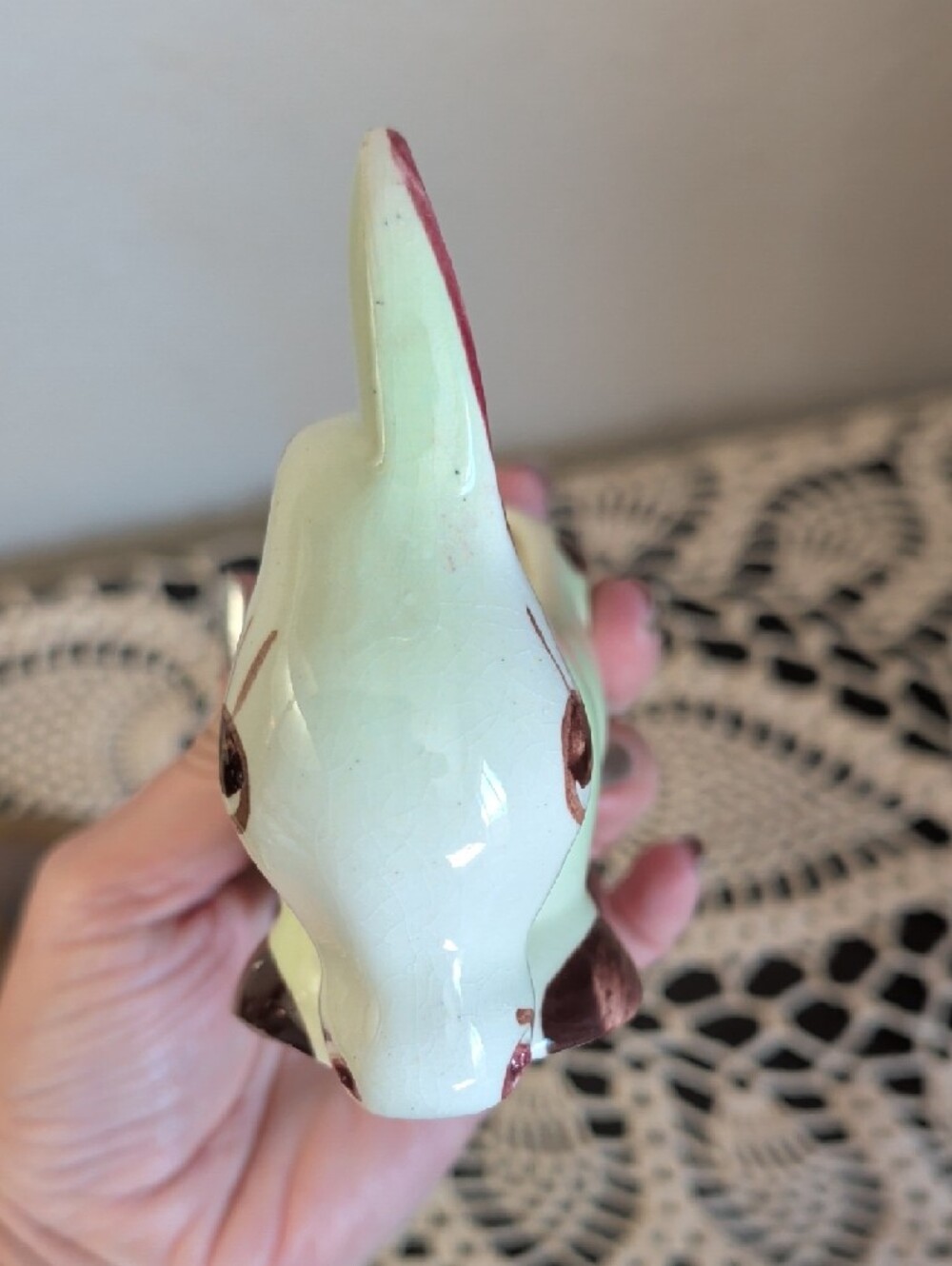 Vintage Ceramic Bunny Planter in Mint Green - Picture 6 of 7